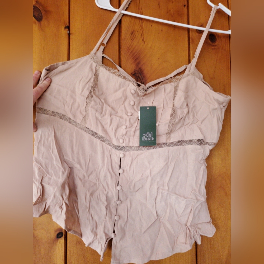 NWT Wild Fable Beige Lace Trim Cami